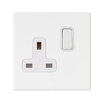 Hartland G2 7G2MWSS1WH-W 1 gang 13A Double Pole Switched Socket Matt White with White/White Inserts