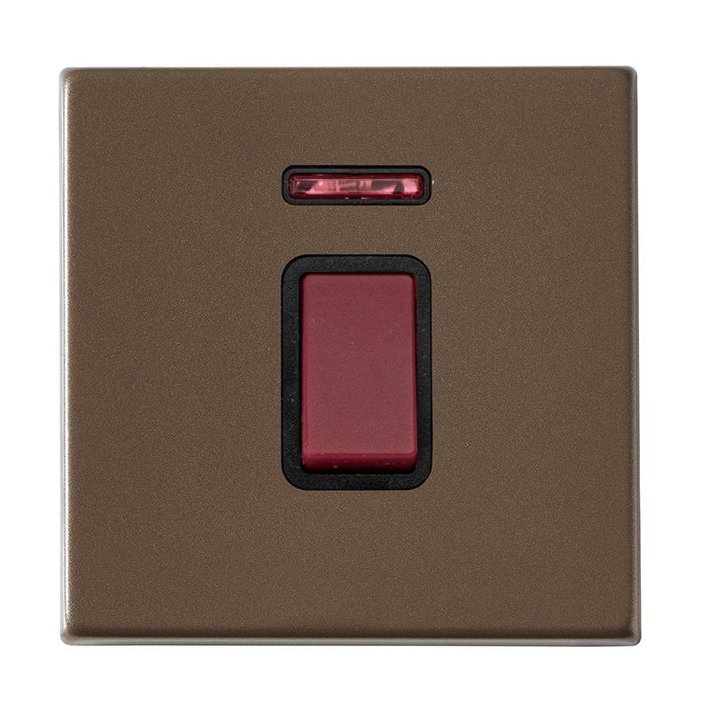 Hartland G2 7G2RB45NB 1 gang 45A Double Pole Red Rocker + Neon Richmond Bronze with Red/Black Inserts