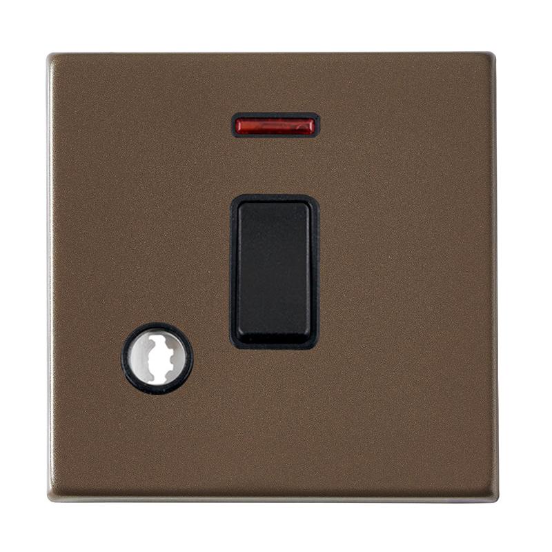 Hartland G2 7G2RBDPNCBL-B 1 gang 20AX Double Pole Rocker + Neon + Cable Outlet Richmond Bronze with Black/Black Inserts