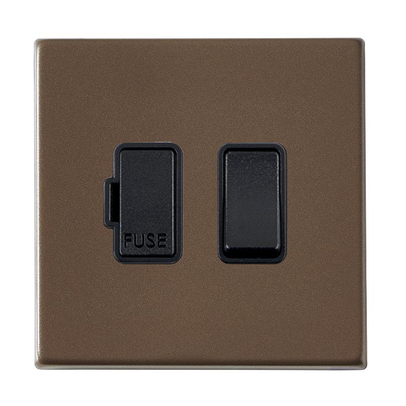 Hartland G2 7G2RBSPBL-B 1 gang 13A Double Pole Fused Spur Richmond Bronze with Black/Black Inserts