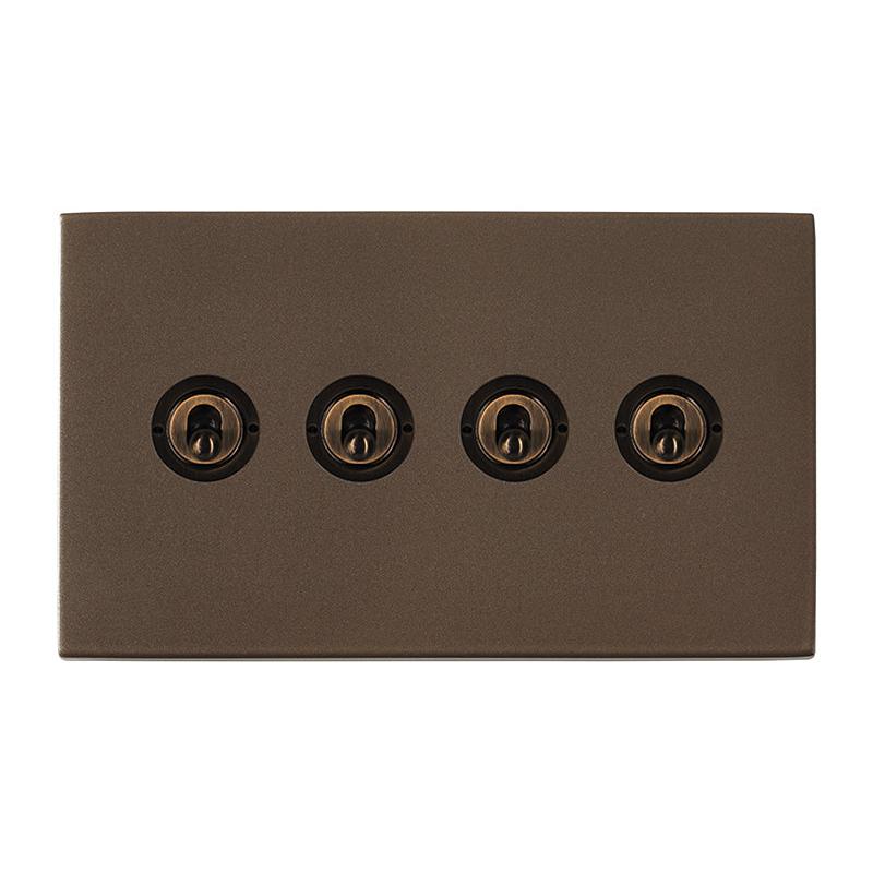 Hartland G2 7G2RBT24 4 gang 20AX 2 Way FL Toggle Richmond Bronze with Richmond Bronze Inserts