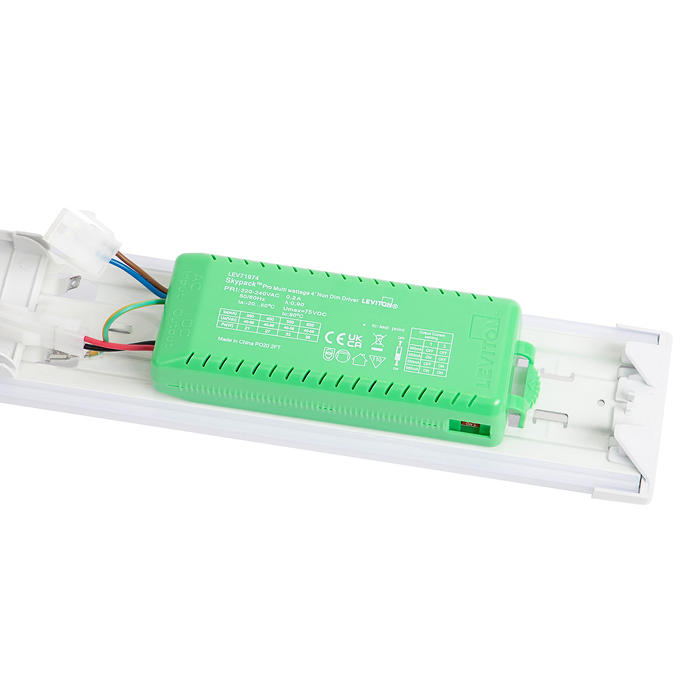 JCC JC100229 Skypack™ Pro LED Batten 6ft 79W 3000K/4000K/5700K IP40 White Opal DALI Emergency