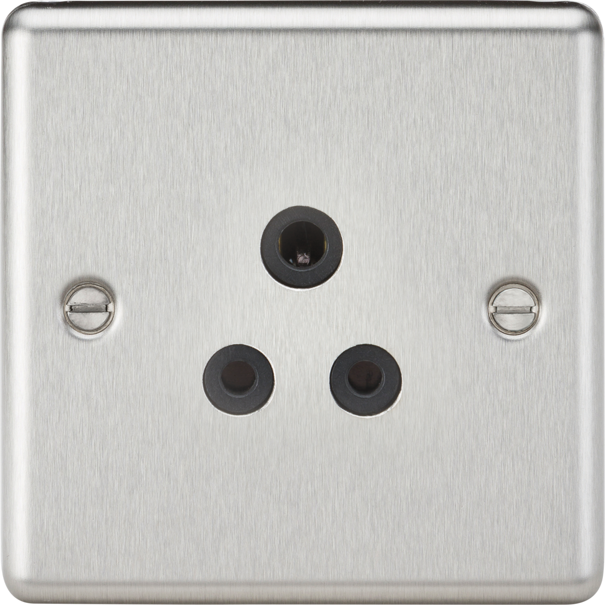 Knightsbridge CL5ABC 5A Unswitched Socket Brushed Chrome Finish with Black Insert