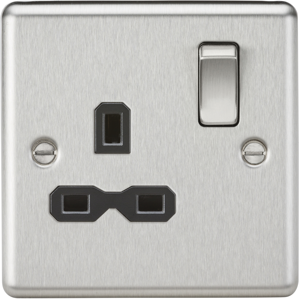 Knightsbridge CL7BC 13A 1G DP Switched Socket Brushed Chrome with Black Insert