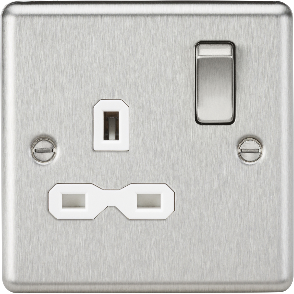 Knightsbridge CL7BCW 13A 1G DP Switched Socket Brushed Chrome with White insert