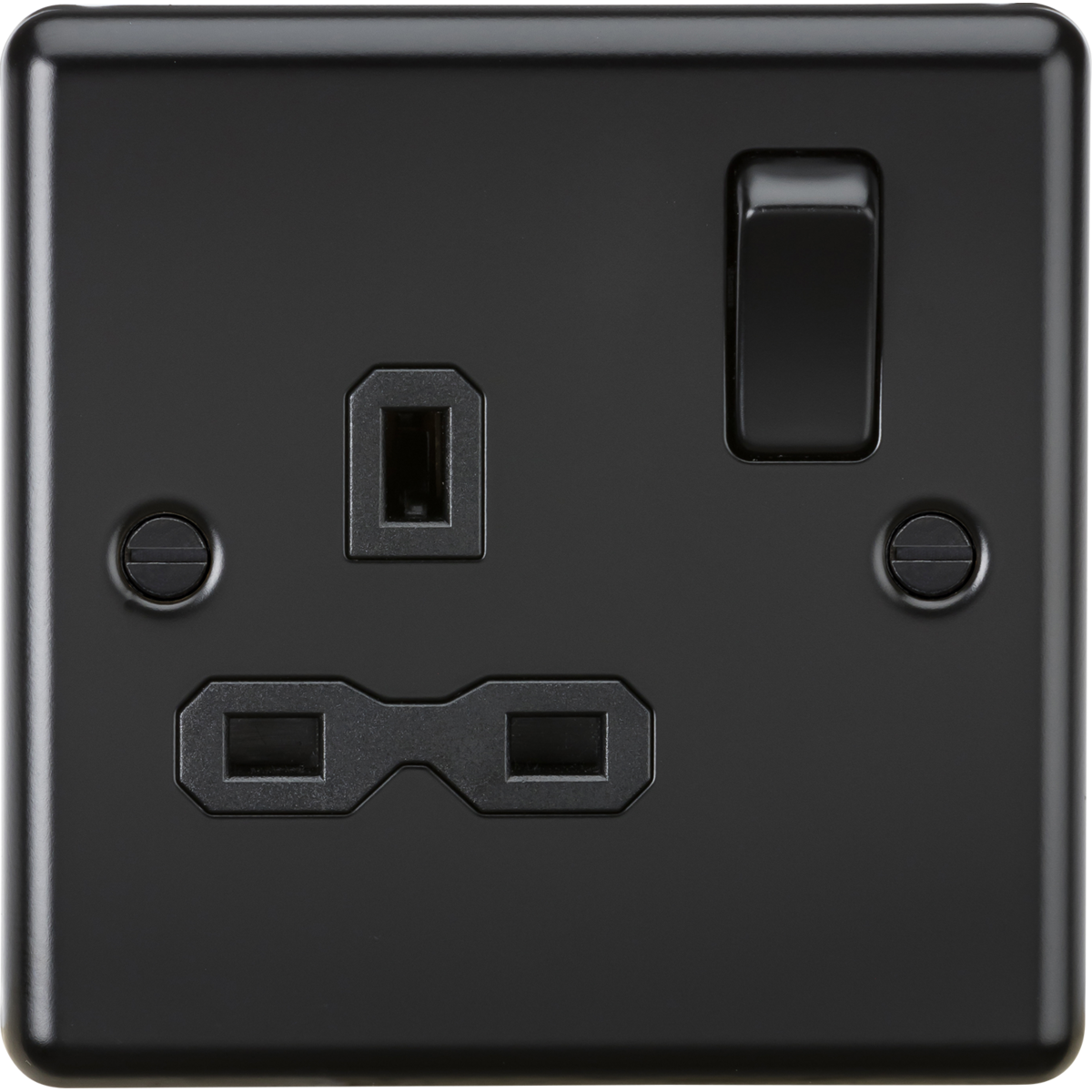 Knightsbridge CL7MBB 13A 1G DP Switched Socket Matt Black with Black Insert