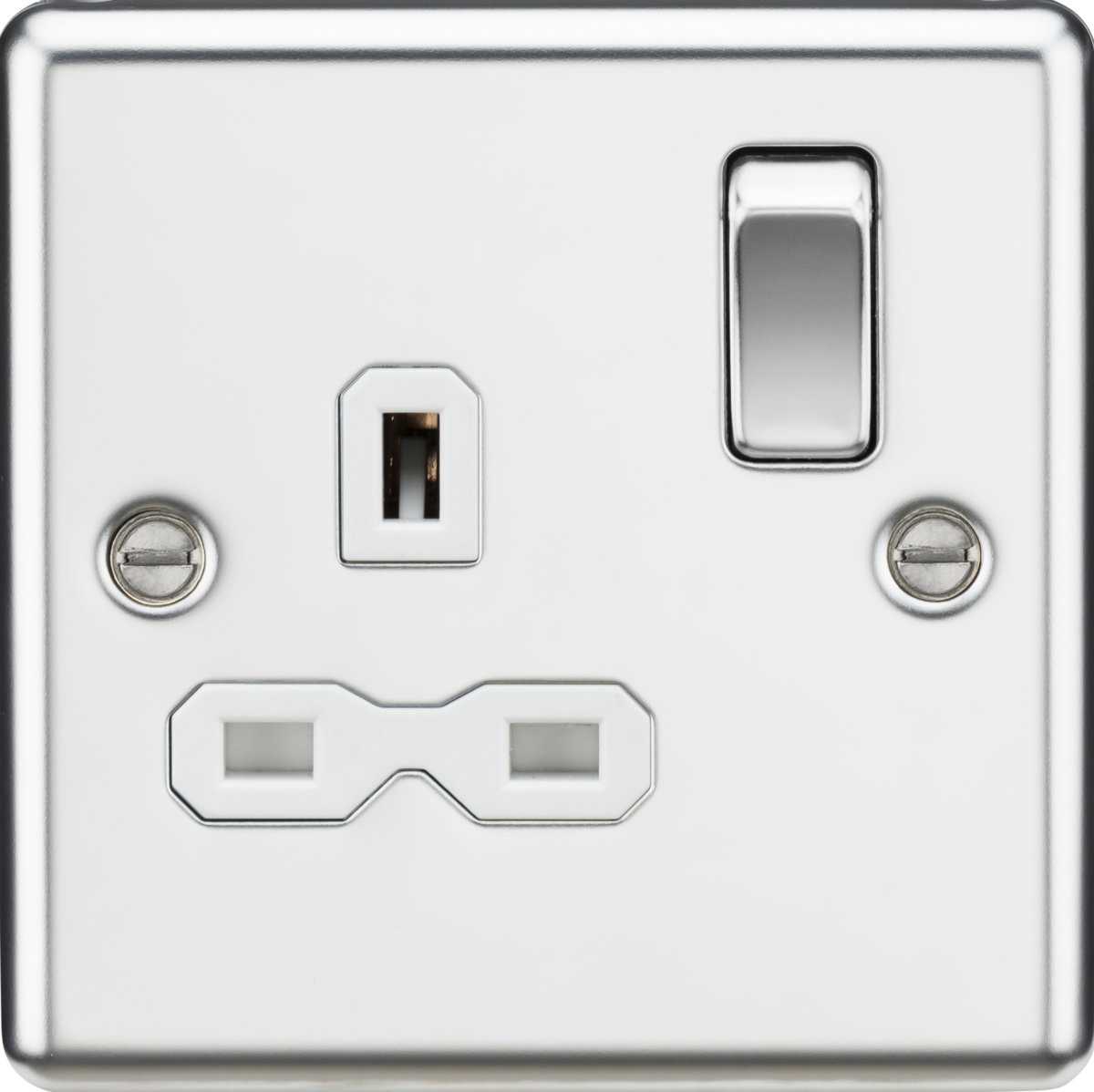 Knightsbridge CL7PCW 13A 1G DP Switched Socket Polished Chrome with White Insert