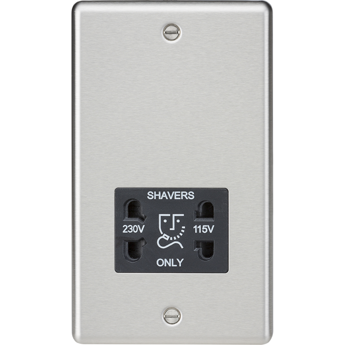 Knightsbridge CL89BC 115/230V Dual Voltage Shaver Socket Brushed Chrome with Black Insert