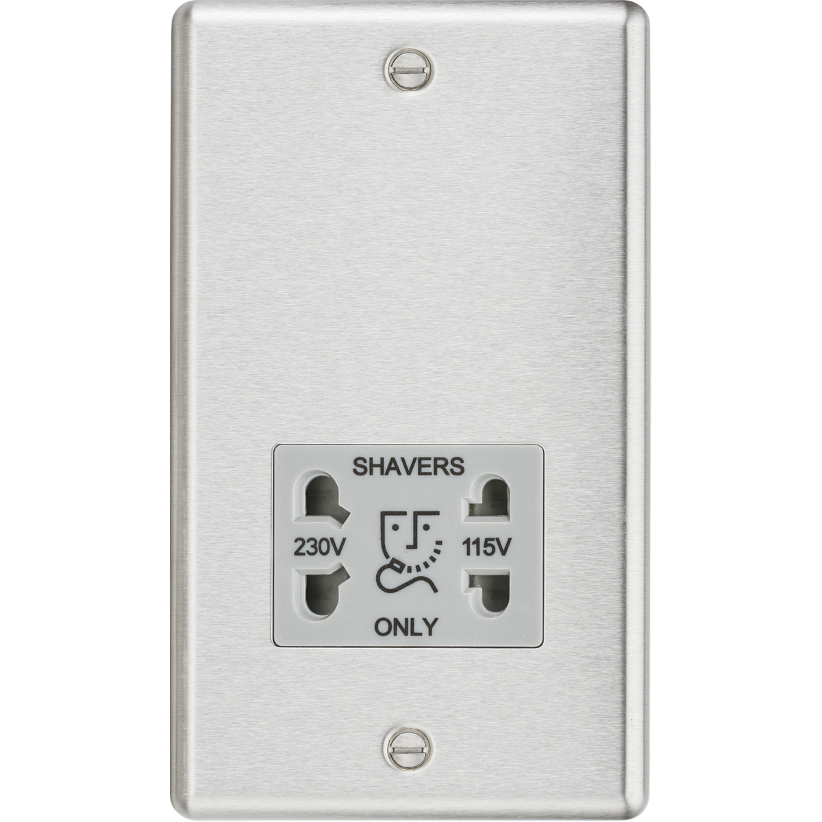 Knightsbridge CL89BCG 115/230V Dual Voltage Shaver Socket Brushed Chrome with Grey Insert