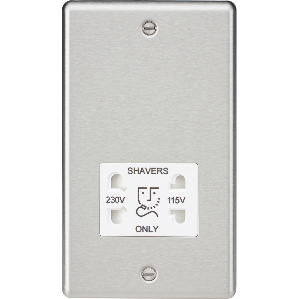Knightsbridge CL89BCW 115/230V Dual Voltage Shaver Socket Brushed Chrome with White Insert