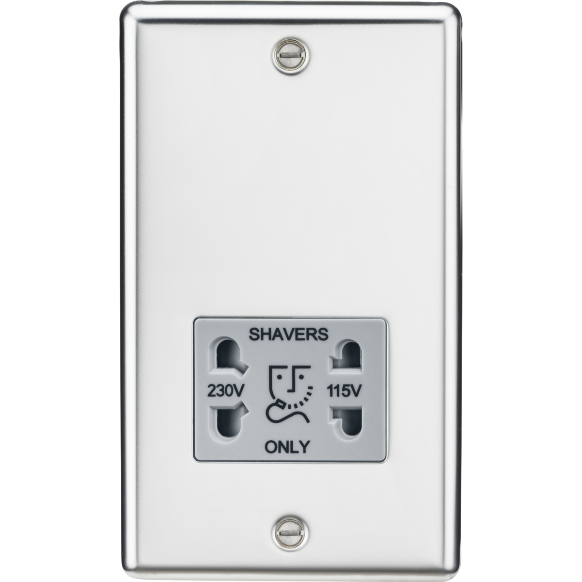 Knightsbridge CL89PCG 115/230V Dual Voltage Shaver Socket Polished Chrome with Grey Insert