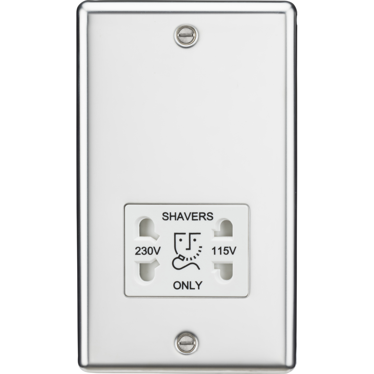 Knightsbridge CL89PCW 115/230V Dual Voltage Shaver Socket Polished Chrome with White Insert