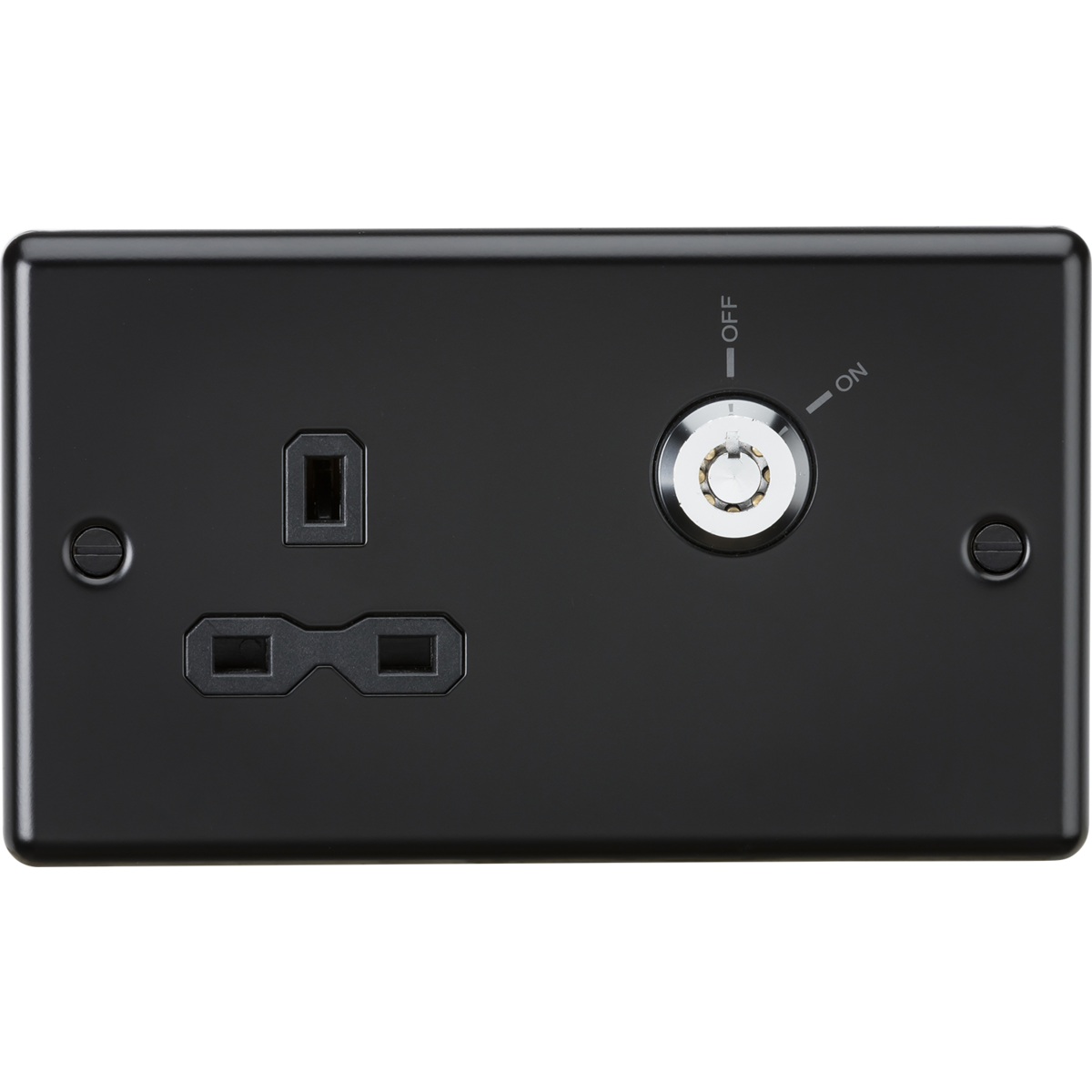 Knightsbridge CL9LOCKMB 13A DP Key Lockable Socket (2G Plate) Matt Black with Black Insert
