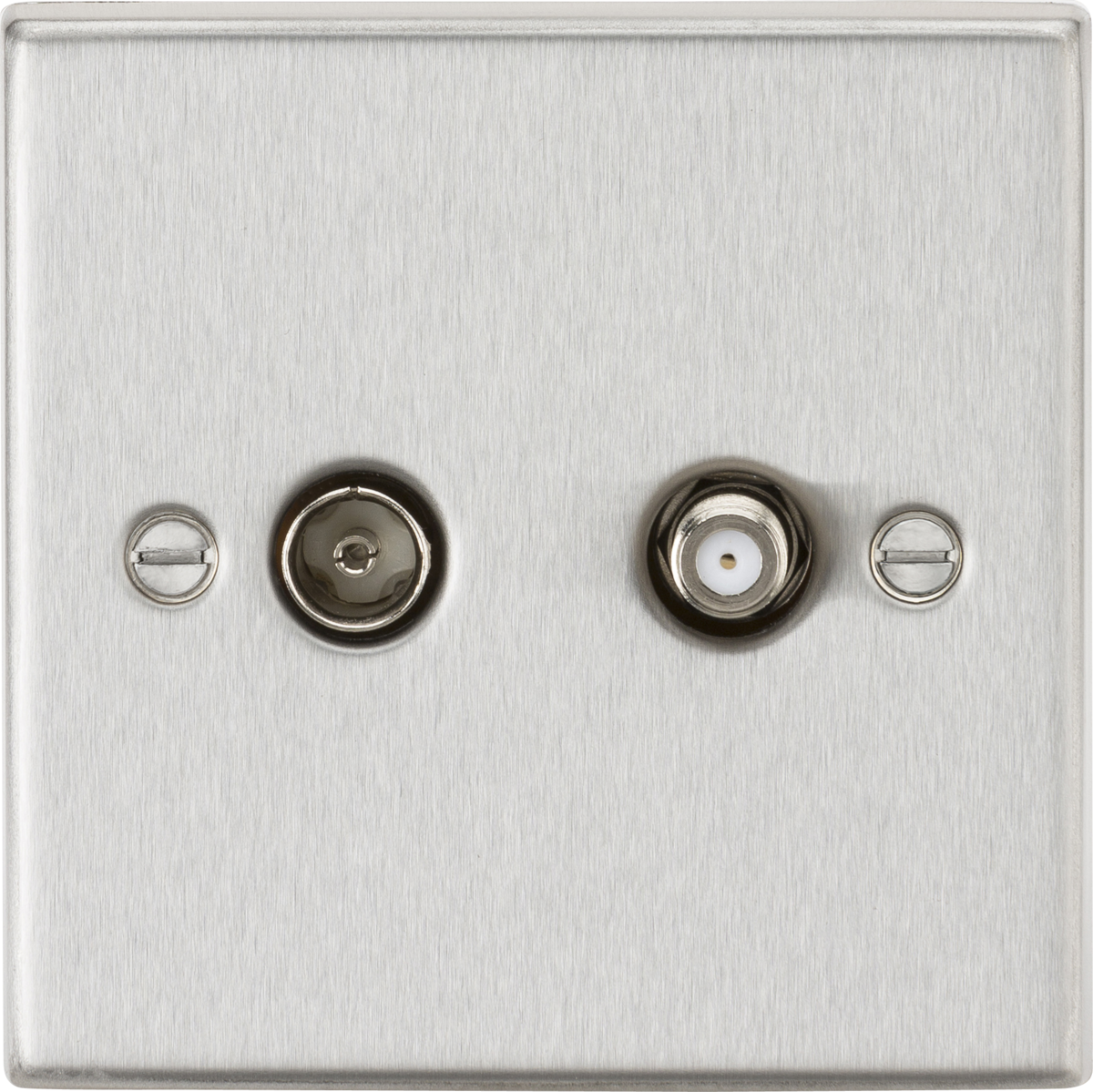 Knightsbridge CS014BC TV & SAT TV Outlet (isolated) Brushed Chrome