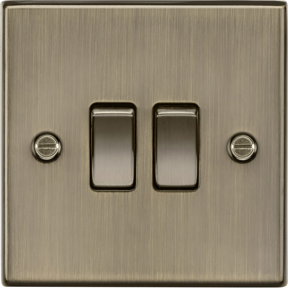 Knightsbridge CS3AB 10AX 2G 2-way Plate Switch Antique Brass