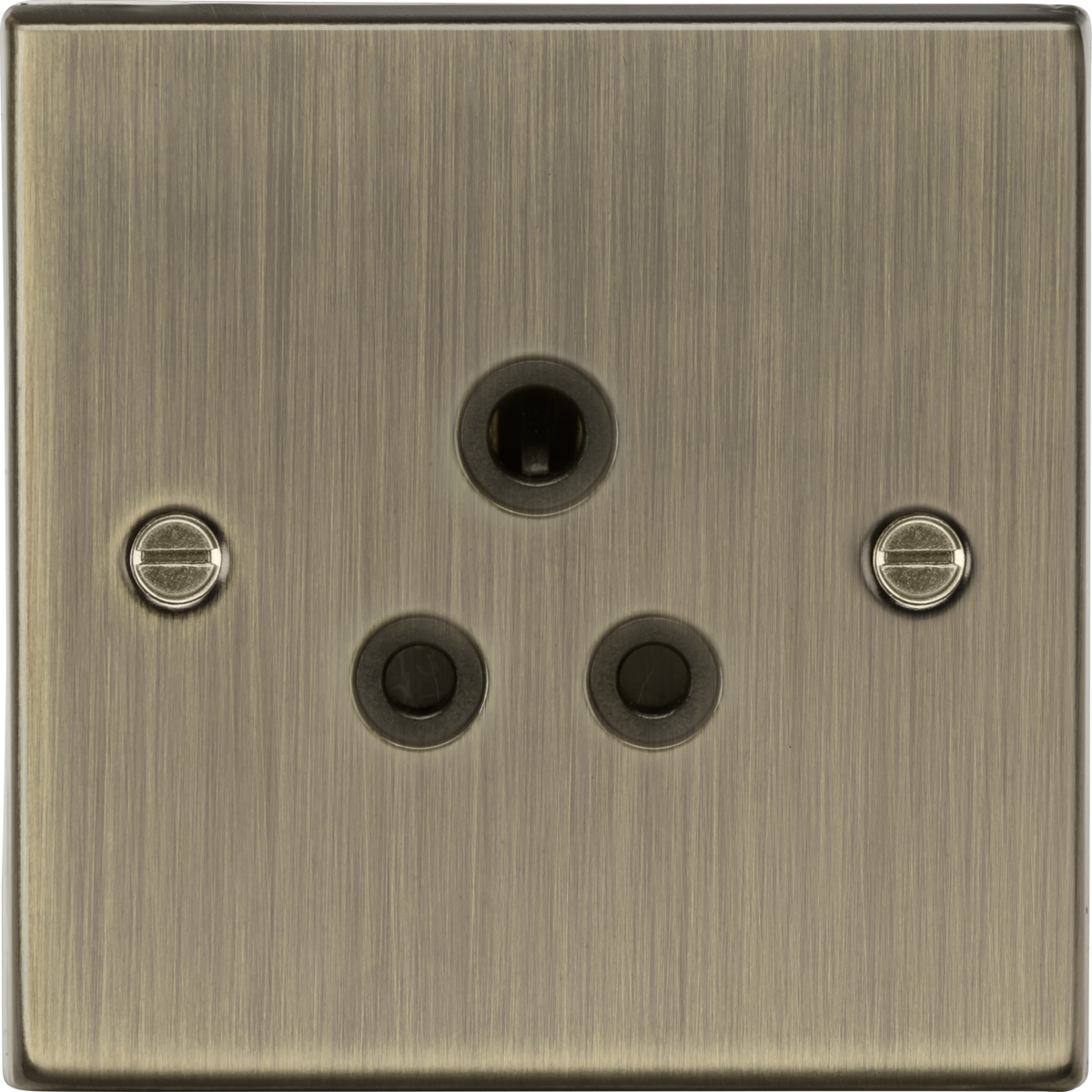 Knightsbridge CS5AAB 5A Unswitched Socket Antique Brass with Black Insert