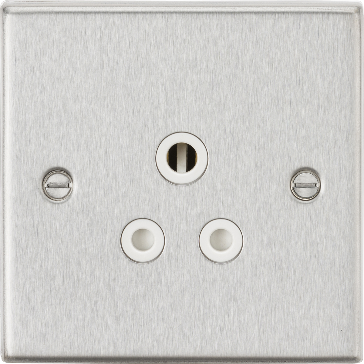 Knightsbridge CS5ABCW 5A Unswitched Socket Brushed Chrome with White Insert