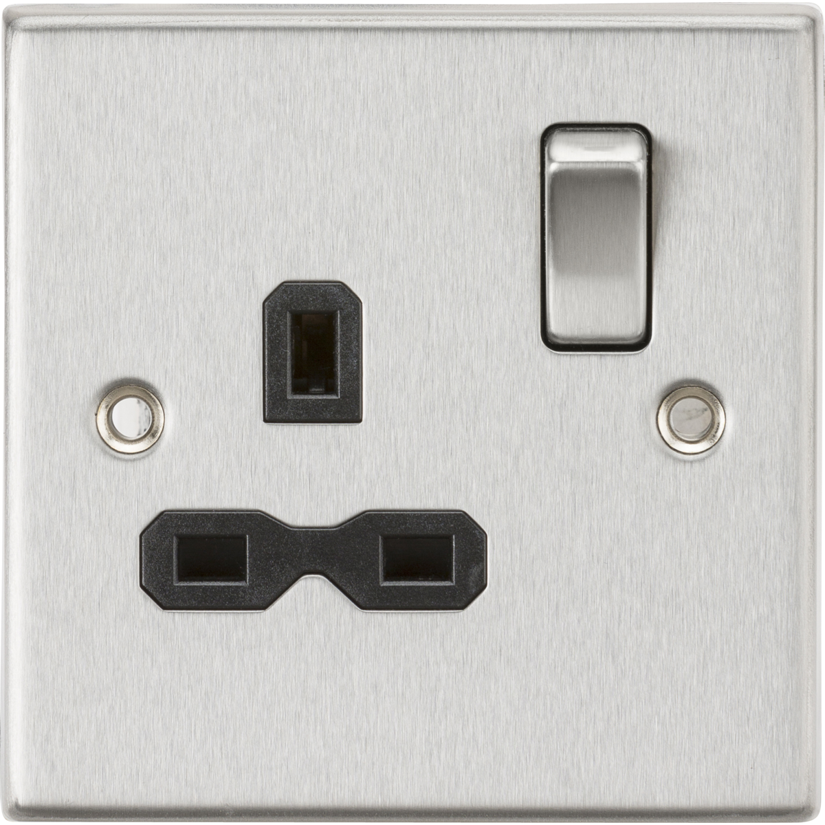 Knightsbridge CS7BC 13A 1G DP Switched Socket Brushed Chrome with Black Insert