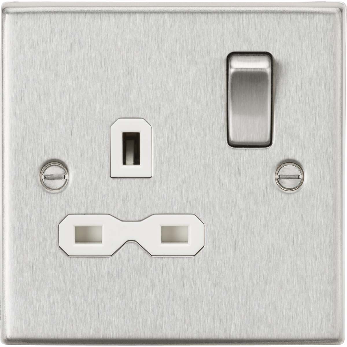 Knightsbridge CS7BCW 13A 1G DP Switched Socket Brushed Chrome with White Insert