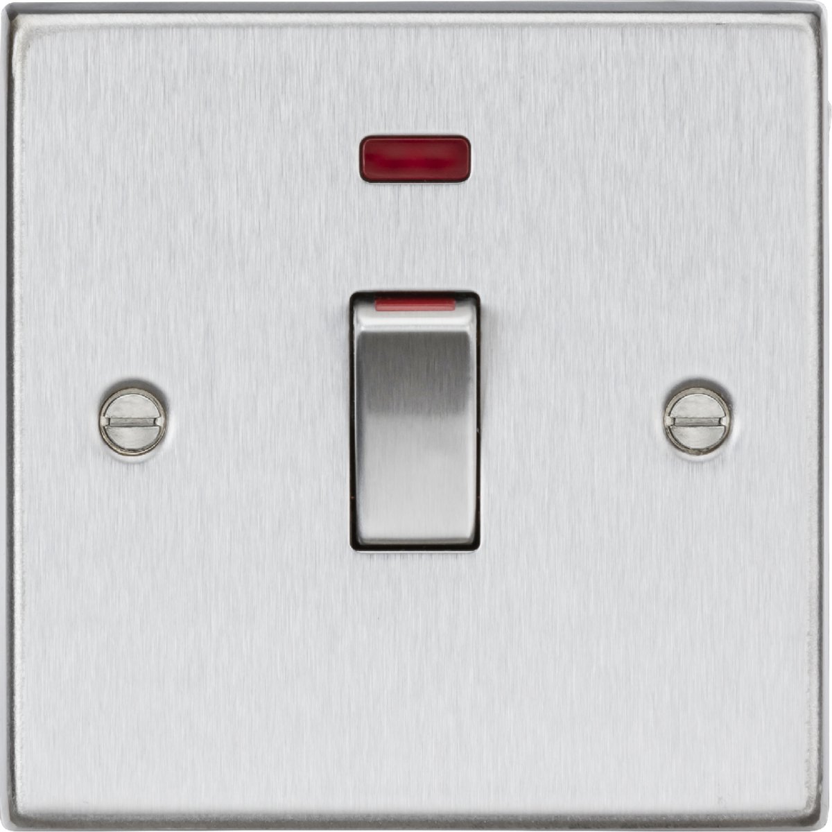 Knightsbridge CS81MNBC 45A DP switch with neon (1G size) Brushed Chrome