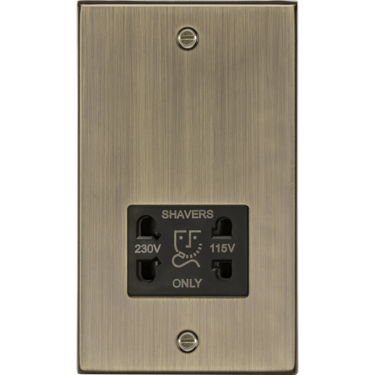 Knightsbridge CS89AB 115/230V Dual Voltage Shaver Socket Antique Brass with Black Insert