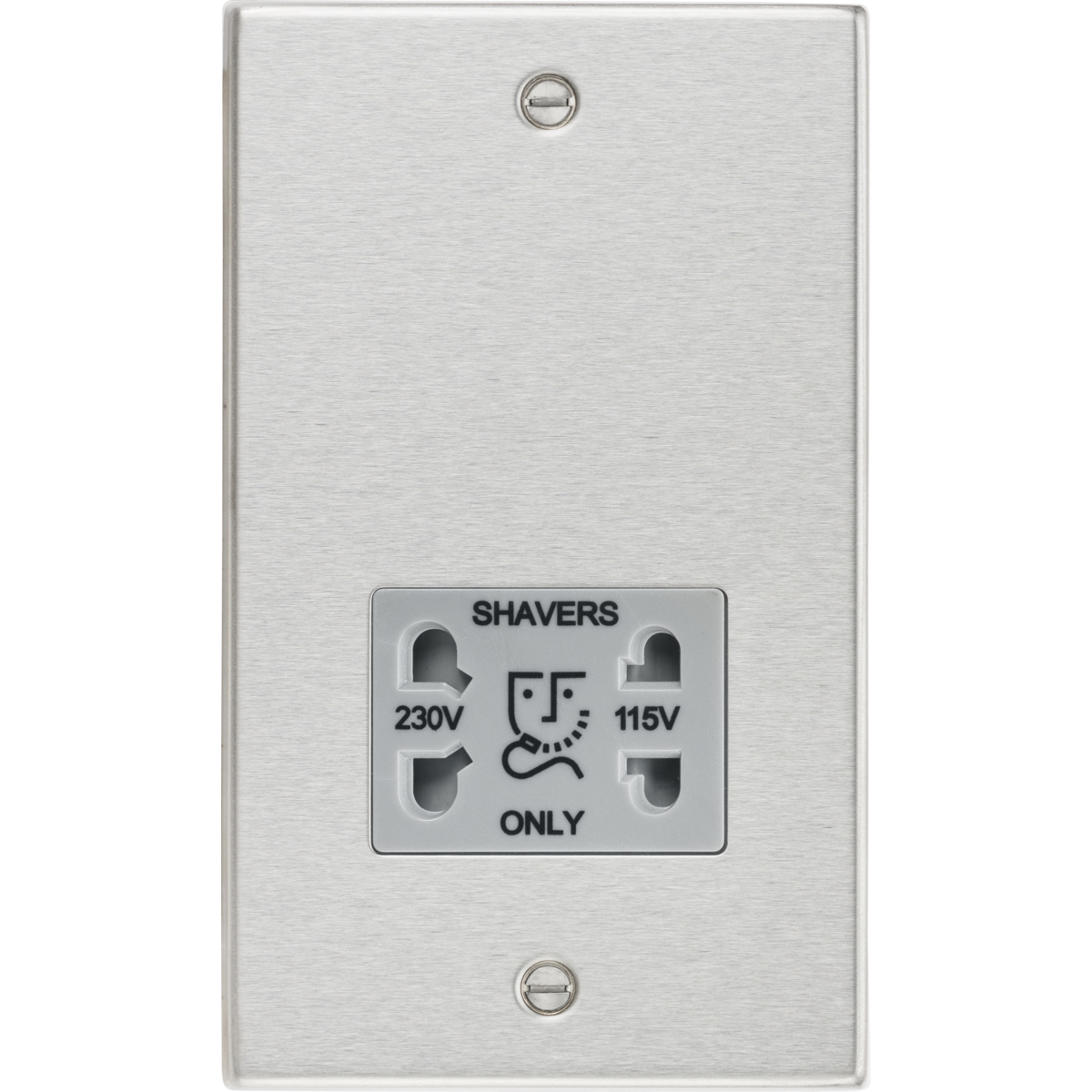 Knightsbridge CS89BCG 115/230V Dual Voltage Shaver Socket Brushed Chrome with Grey Insert