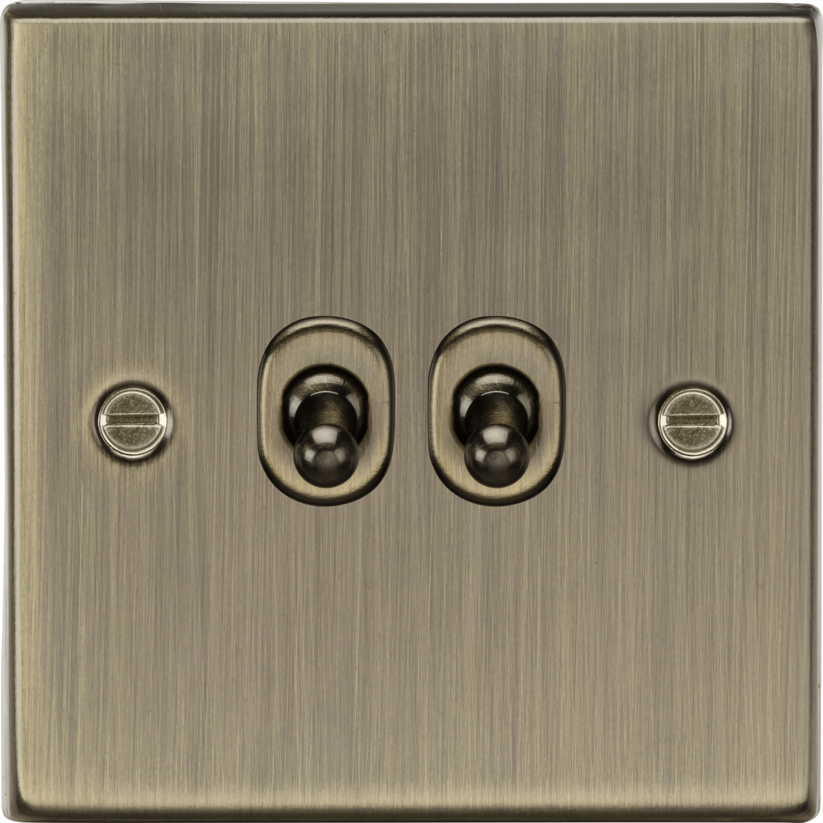 Knightsbridge CSTOG2AB 10AX 2G 2-way Toggle Switch Antique Brass