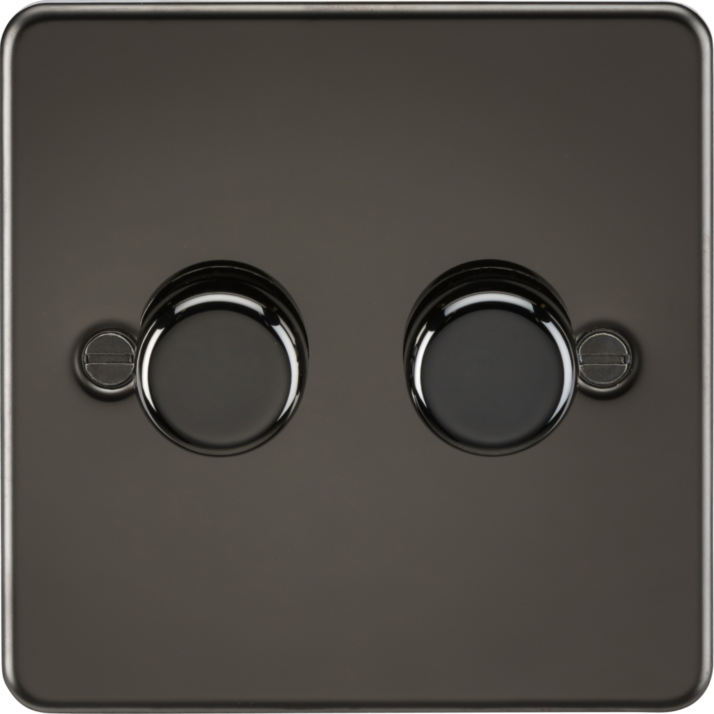 Knightsbridge FP2192GM 2G 2-way 10-200W (5-150W LED) Intelligent dimmer Gunmetal