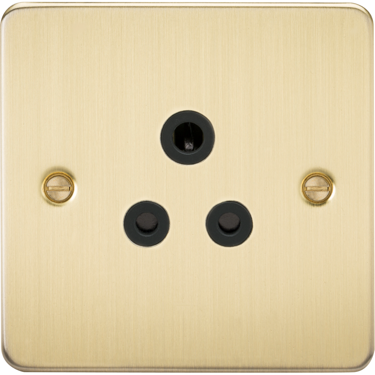 Knightsbridge FP5ABB 5A Unswitched Socket Brushed Brass with Black Insert