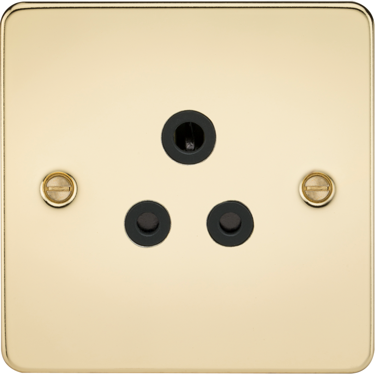 Knightsbridge FP5APB 5A Unswitched Socket Polished Brass with Black Insert