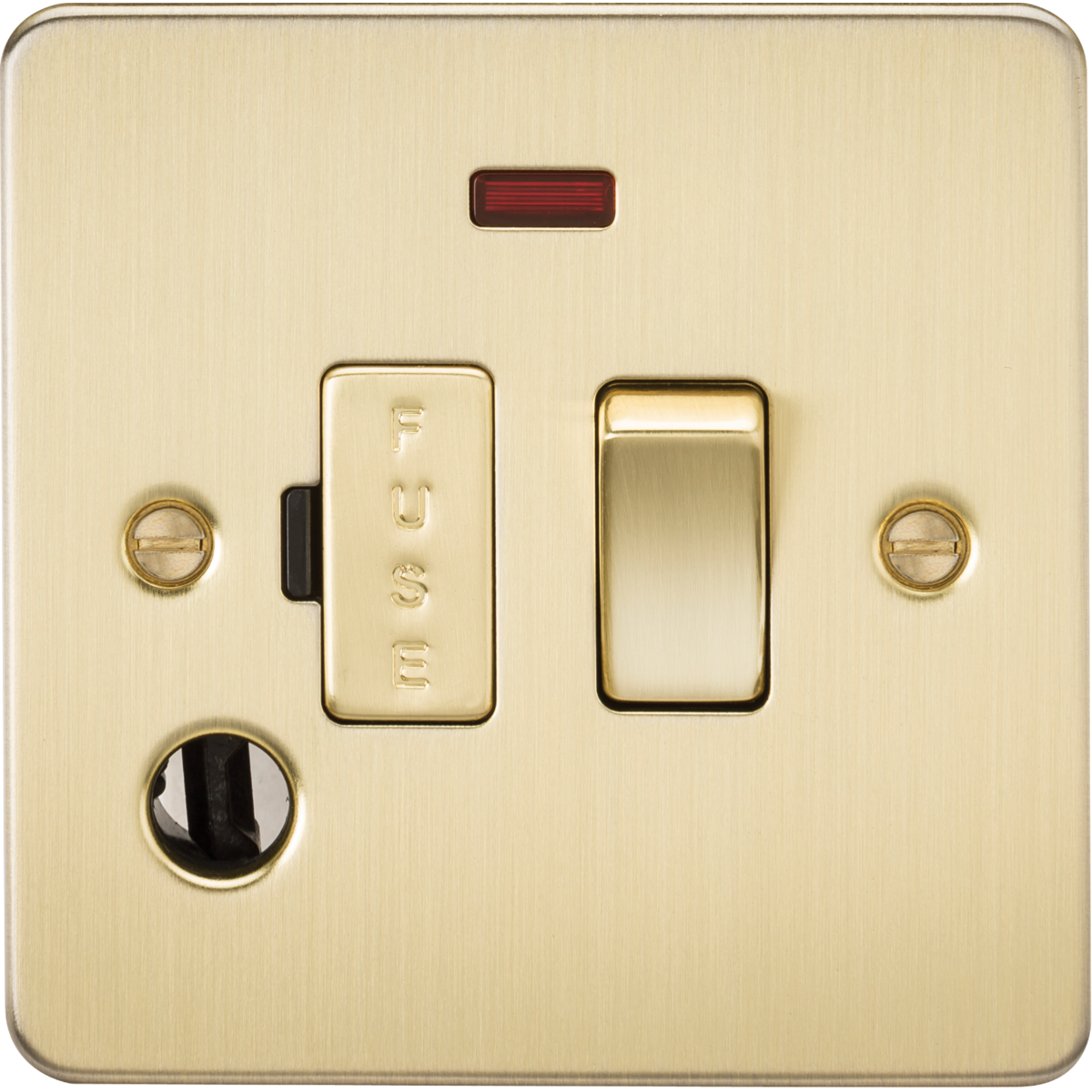 Knightsbridge FP6300FBB 13A Switched Fused Spur Unit with Neon & Flex Outlet Brushed Brass
