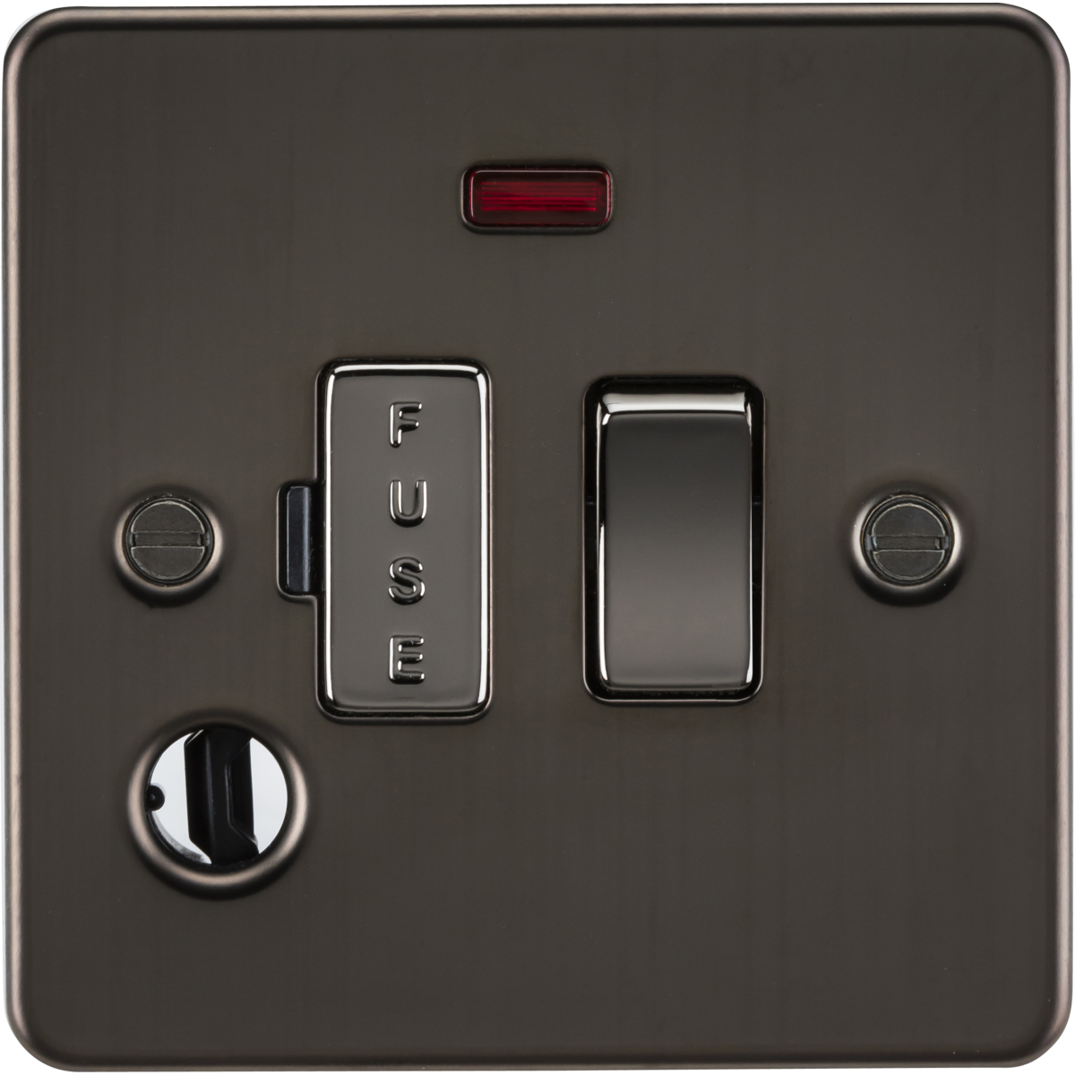 Knightsbridge FP6300FGM 13A Switched Fused Spur Unit with Neon & Flex Outlet Gunmetal