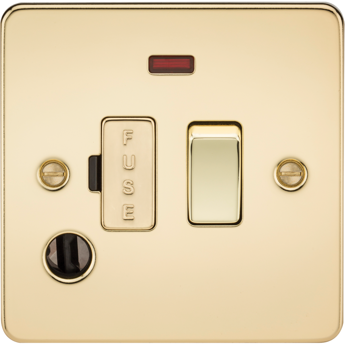 Knightsbridge FP6300FPB 13A Switched Fused Spur Unit with Neon & Flex Outlet Polished Brass