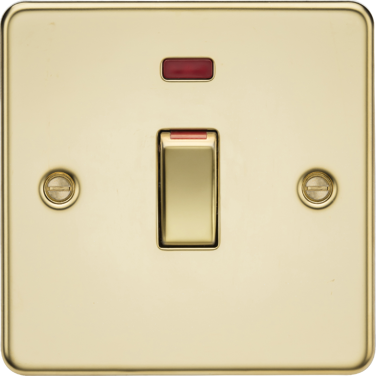 Knightsbridge FP81MNPB 45A DP Switch with Neon (1G size) Polished Brass