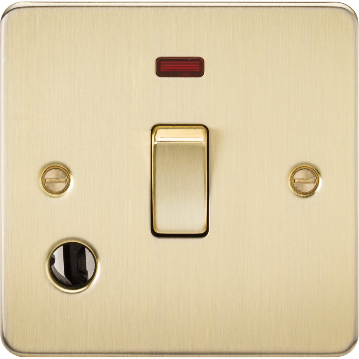 Knightsbridge FP8341FBB 20A 1G DP Switch with Neon & Flex Outlet Brushed Brass
