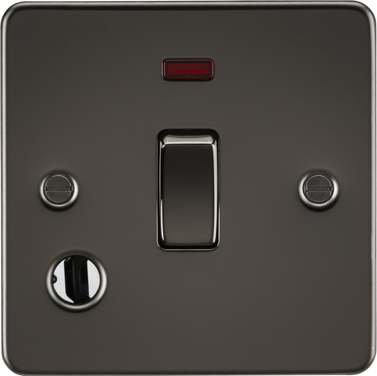 Knightsbridge FP8341FGM 20A 1G DP Switch with Neon & Flex Outlet Gunmetal