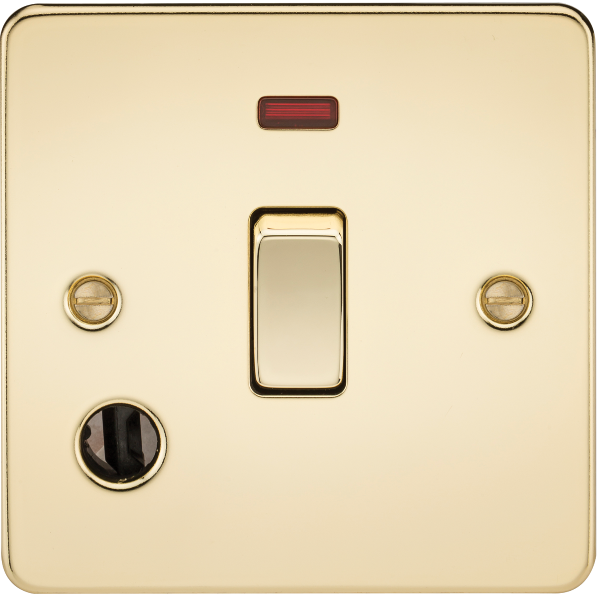 Knightsbridge FP8341FPB 20A 1G DP Switch with Neon & Flex Outlet Polished Brass