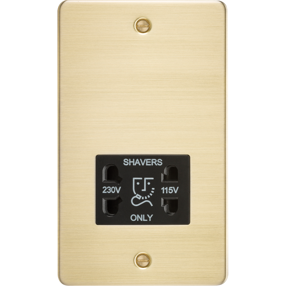 Knightsbridge FP8900BB 115/230V Dual Voltage Shaver Socket Brushed Brass with Black Insert