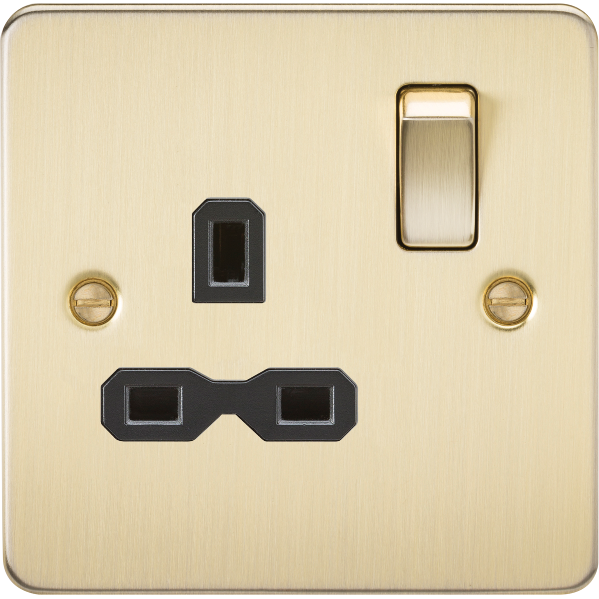 Knightsbridge FPR7000BB 13A 1G DP Switched Socket Brushed Brass with Black Insert