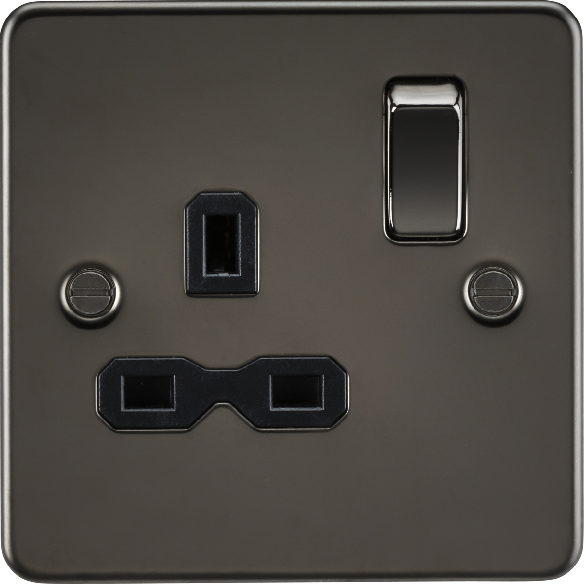 Knightsbridge FPR7000GM 13A 1G DP Switched Socket Gunmetal with Black Insert