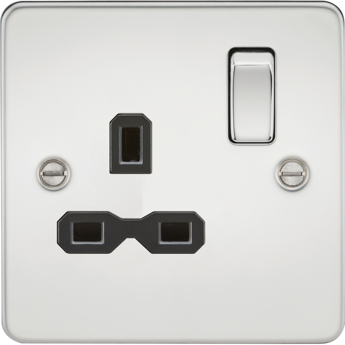 Knightsbridge FPR7000PC 13A 1G DP Switched Socket Polished Chrome with Black Insert