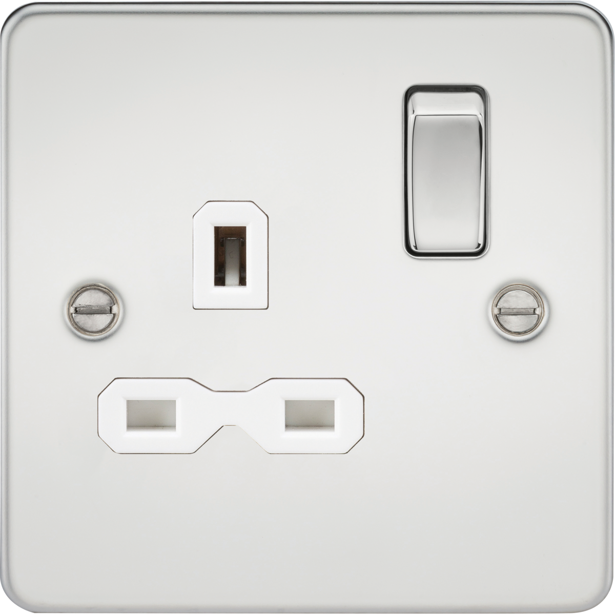Knightsbridge FPR7000PCW 13A 1G DP Switched Socket Polished Chrome with White Insert