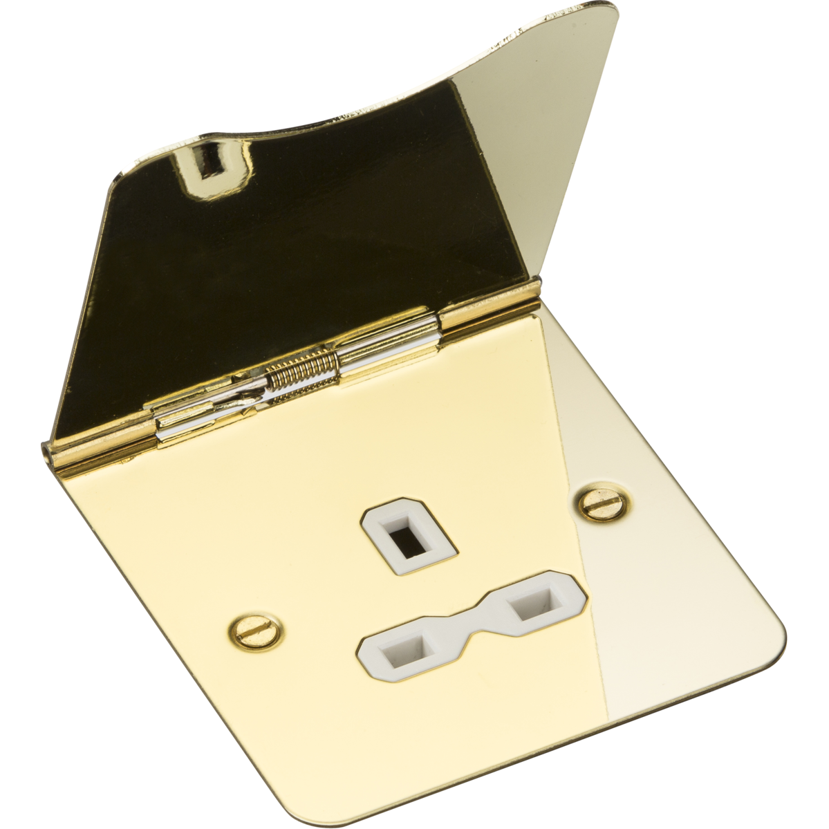 Knightsbridge FPR7UPBW 13A 1G Unswitched Floor Socket Polished Brass with White Insert