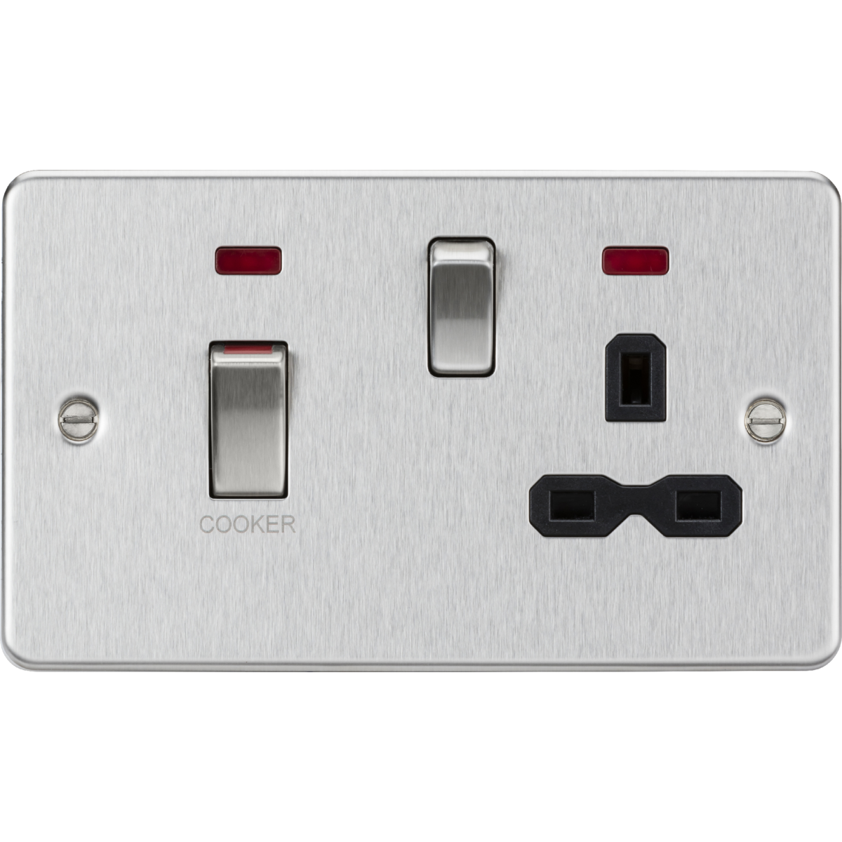 Knightsbridge FPR83MNBC 45A DP Switch & 13A Socket with Neons Brushed Chrome with Black Insert