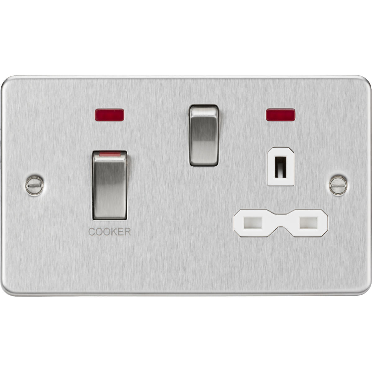 Knightsbridge FPR83MNBCW 45A DP Switch & 13A Socket with Neons Brushed Chrome with White Insert