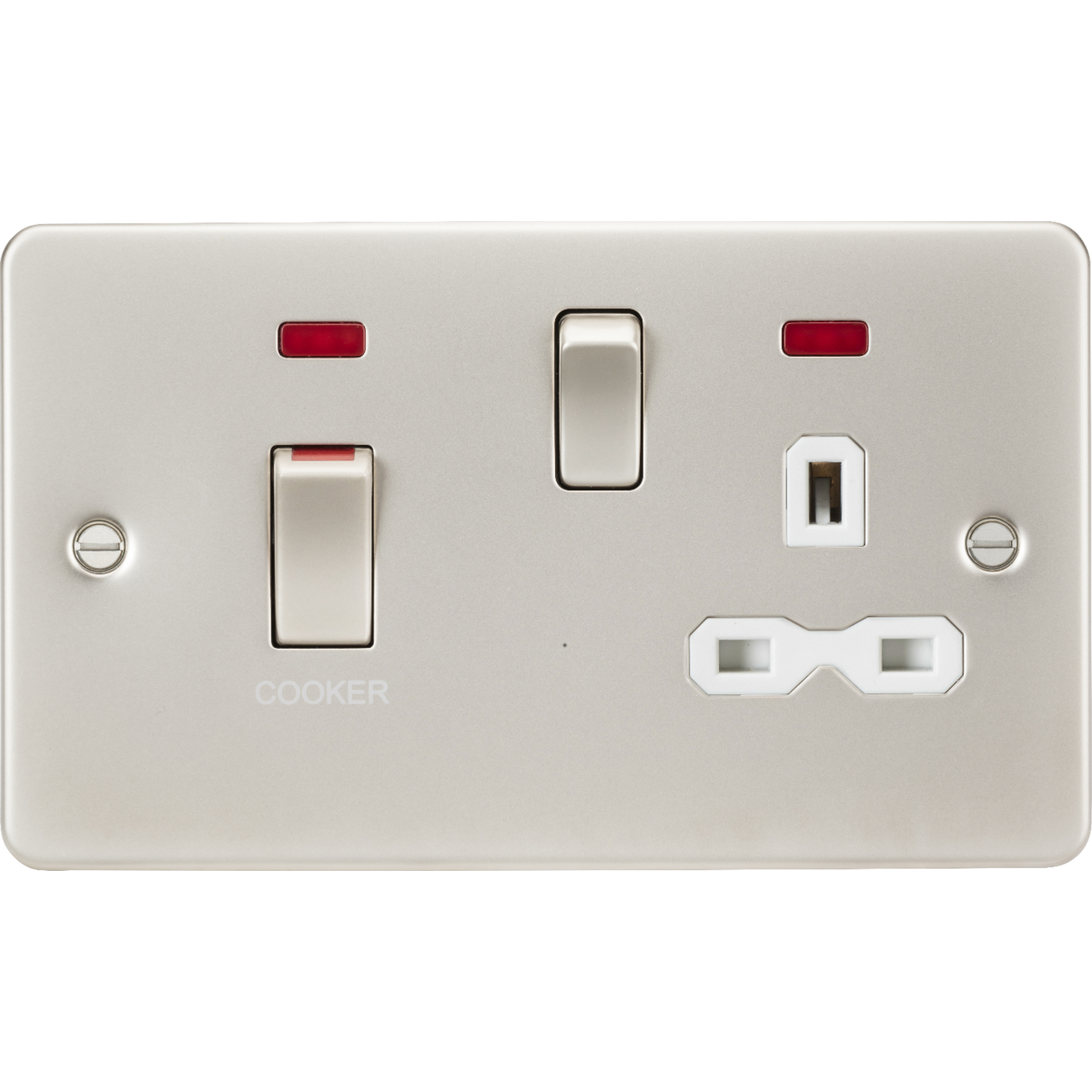 Knightsbridge FPR83MNPLW 45A DP Switch & 13A Socket with Neons Pearl with White Insert