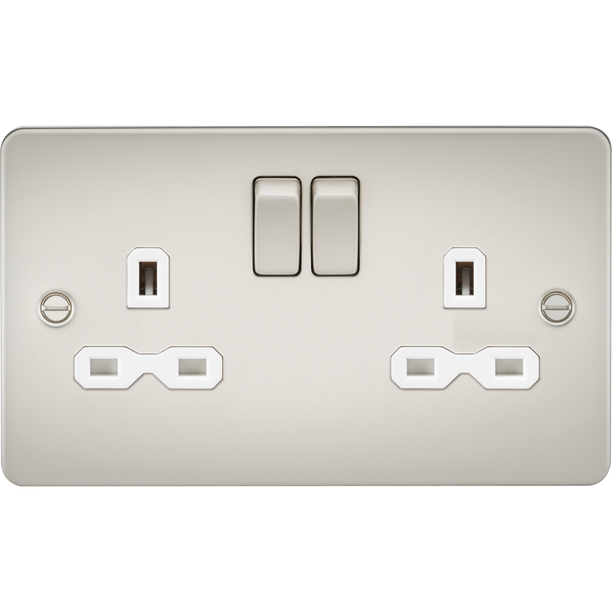 Knightsbridge FPR9000PLW 13A 2G DP Switched Socket with Twin Earths Pearl with White Insert