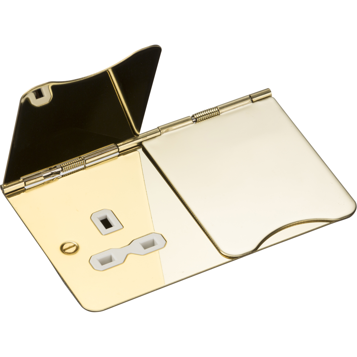 Knightsbridge FPR9UPBW 13A 2G Unswitched Floor Socket Polished Brass with White Insert