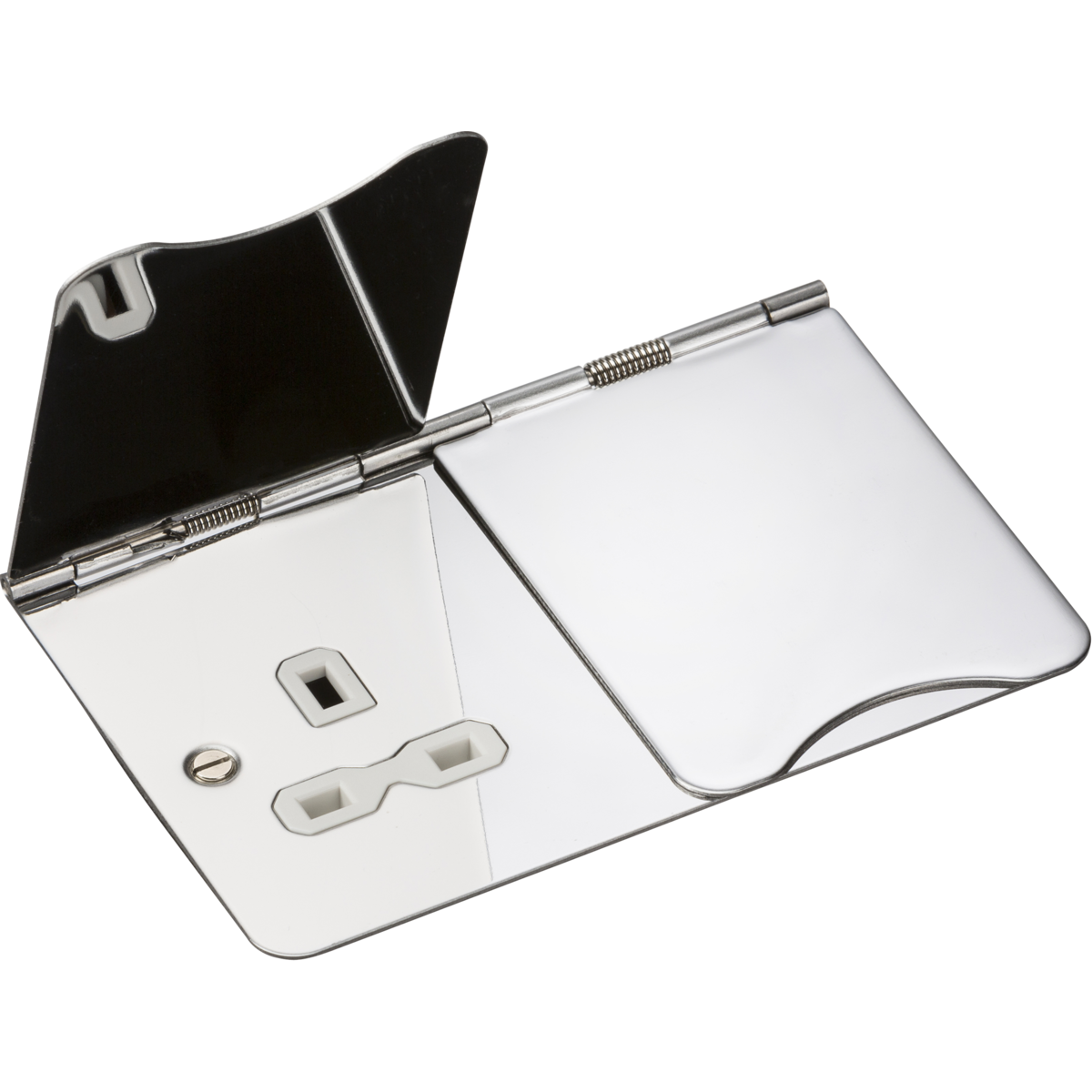 Knightsbridge FPR9UPCW 13A 2G Unswitched Floor Socket Polished Chrome with White Insert