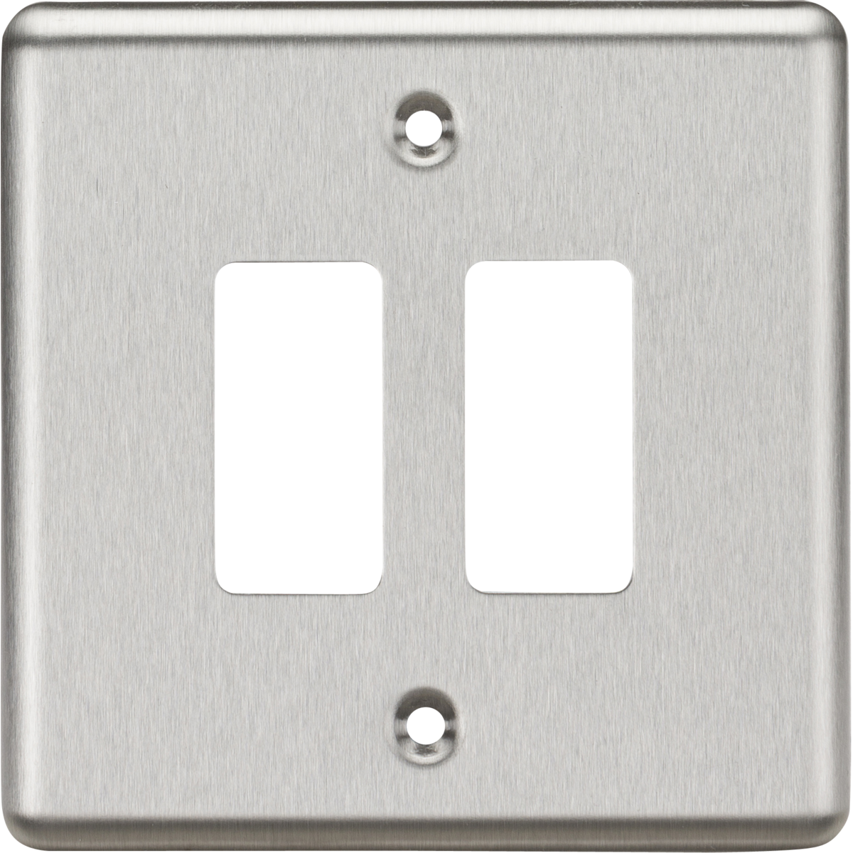 Knightsbridge GDCL2BC 2G Grid Faceplate Rounded Edge Brushed Chrome